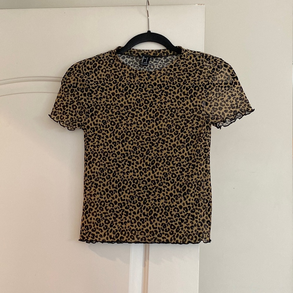 Forever 21 mesh leopard crop